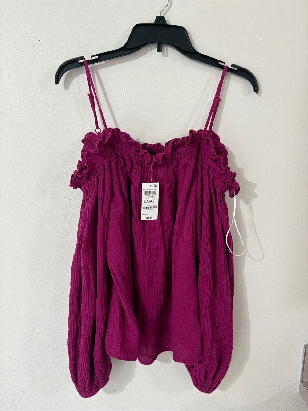 NWT I.N.C. International Concepts Cranberry Rose Off The Shoulder Gauze Top L